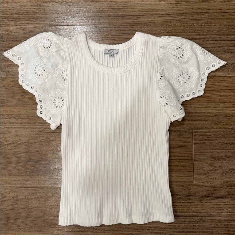 Rails White Eyelet Sleeve Blouse
